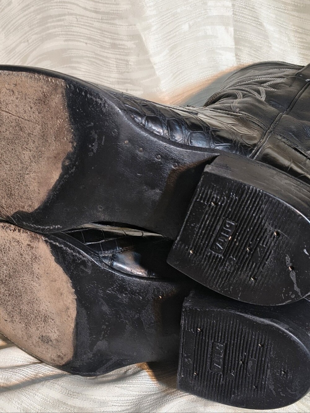 Men's Black Alligator Leather Crocodile Western Boots 12EE Vintage - Picture 7 of 9